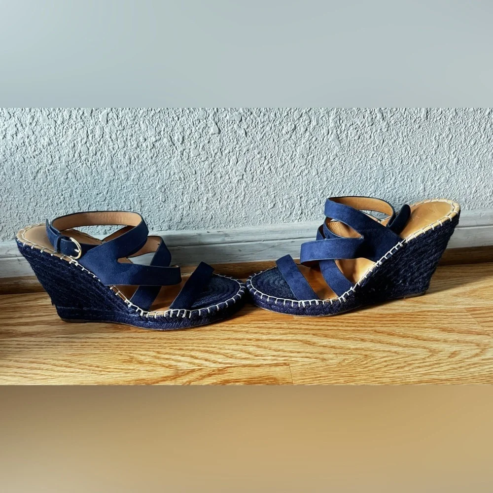 Joie Kaelyn Espadrille Wedge Ankle Strap Open Toe Blue cloud straps Sandal 39